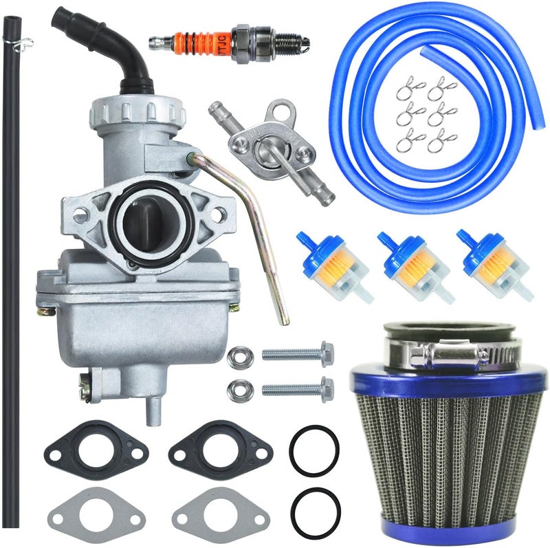 HOLATO PZ20 Carburetor Carb Air filter Fuel Line Kit for 50cc-125cc Taotao ATA-110B 125D Boulder B1 T-Force Coolster Apollo kazuma Kids ATV Four Wheeler XR70 XR80 CRF70 CRF80F Dirt Pit bike (BLUE) - Image 1